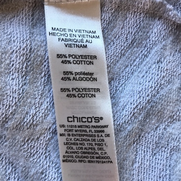 Chico’s Weekends gray and white zebra-striped high-low 3/4-sleeve top - Picture 7 of 8